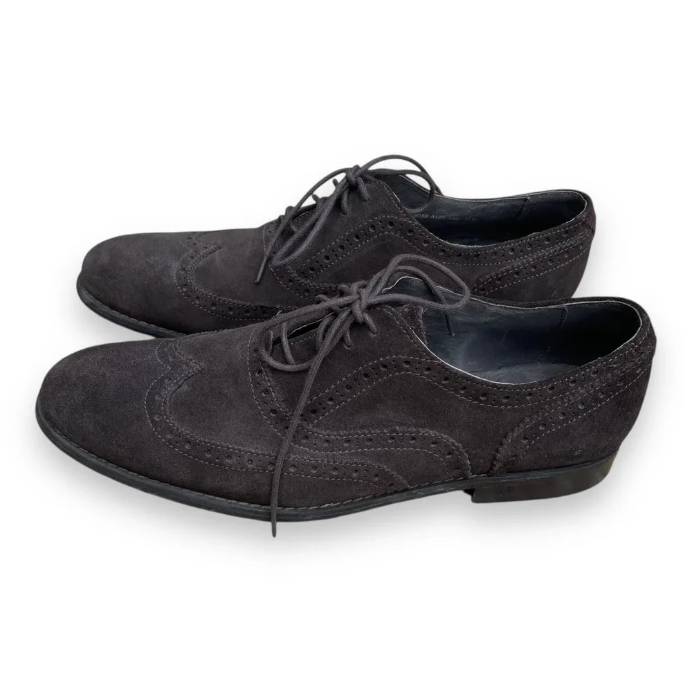 John Varvatos Star USA Mens Wingtip Oxford Suede Dress Shoes Dark Brown Size 10M